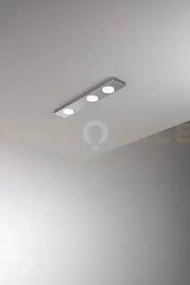 Plafoniera in metallo alluminio bottone 3 luci attacco gx53 60cm