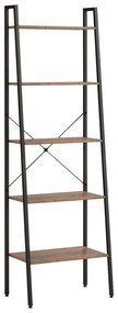 Scaffale autoportante 5 ripiani marrone scuro nero 56x35x174 cm