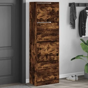 Scarpiera Con 4 Cassetti Ribaltabili Rovere Fumo 60x34x187,5 Cm /