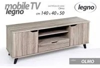 Porta tv basso con cassetto ed ante olmo cm 140 x 40 x 50 h