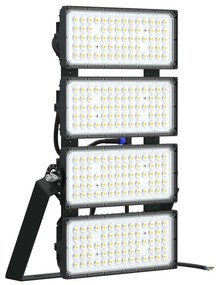 Faro Modulare LED 800W IP66, 167lm/W, No Flickering con driver Philips Colore  Bianco Naturale 4.000K, Scegli l'angolo di illuminazione Asimmetrica 50°, Scegli le staffe dei moduli Fisse