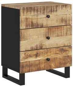 Comodino 50x33x62cm legno massello di mango e legno multistrato