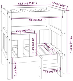 Cuccia per Cani Grigio 65,5x43x70 cm in Legno Massello di Pino