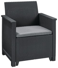 Set da giardino in rattan artificiale grigio scuro per 2 persone Elodie - Keter