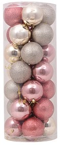 Palline decorative Rosa e Champagne per Albero di Natale Confezione 28 pz Viscio