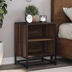 Comodini Rovere Marrone 2 Pz Legno Multistrato Metallo /