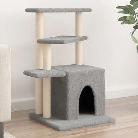 Albero per gatti con tiragraffi in sisal grigio chiaro 83,5 cm