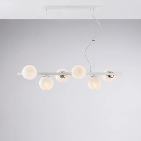 Lampadario Contemporaneo Adrian Metallo Bianco Cromo 6 Luci E14