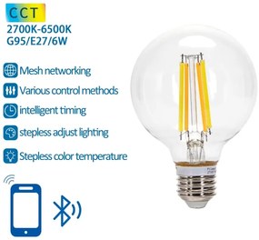 Lampadina LED FILAMENT G95 E27/6W/230V 2700-6500K - Aigostar