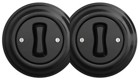 Kliklap - Interruttore doppio unipolare in stile retrò con cornice n. 1, nero