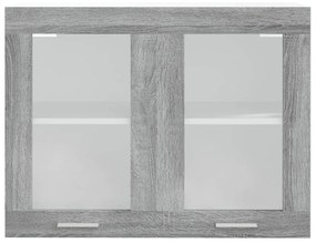 Pensile grigio sonoma 80x31x60 cm vetro e legno multistrato