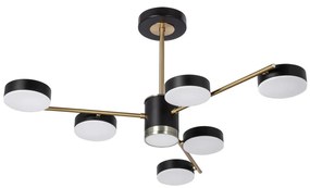 Lampadario LED su asta 6x7W + LED 6W 3000-6000K Ø69 cm oro/nero