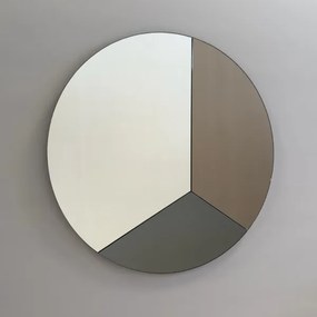 Specchio rotondo moderno 80 cm con vetro fumč e bronzo - WILLIAM