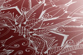 Stampa su tela – Mandala bianco su sfondo bordeaux