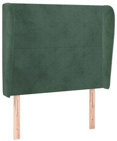 Testiera ad orecchio verde scuro 93x23x118/128 cm in velluto