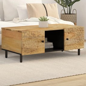 Tavolino Da Salotto 100x54x40 Cm İn Legno Massello Di Mango /