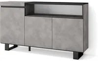 Credenza, Mobile soggiorno 150x87x35cm, 3 Porte, Design industriale, Stile moderno, Cemento