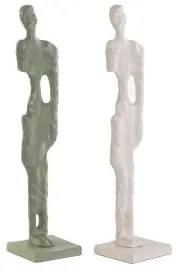 Statua Decorativa DKD Home Decor Bianco Verde 9 x 9 x 40 cm (2 Unità)