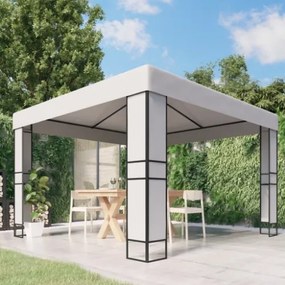 Gazebo con Tetto Doppio 3 x 3 m Bianco