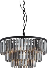 Modern Chandelier Black with Smoke Glass 9-Lights - Amel