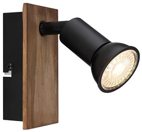 Globo 57998-1W - Faretto da parete DREW 1xGU10/35W/230V legno/nero