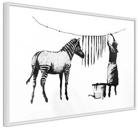 Poster  Banksy: Washing Zebra Stripes  Cornice Quadri Cornice d'oro con passe-partout, Larghezza x Altezza Home decor 60x40