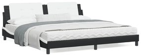 Letto con materasso nero e bianco 200x200cm in similpelle