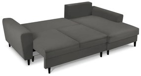 Divano angolare grigio scuro allungabile e con contenitore (con penisola a destra/con chaise lounge) con rivestimento in velluto a coste Kyoto – Cosmopolitan Design