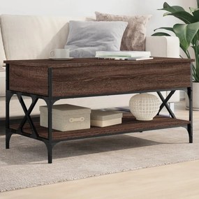 Tavolino Salotto Rovere Marrone 100x50x50cm Multistrato Metallo /
