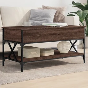Tavolino Salotto Rovere Marrone 100x50x50cm Multistrato Metallo /