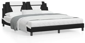 Giroletto Con Testiera Nero E Bianco 180x200 Cm İn Similpelle /