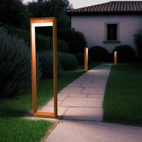 Paletto da giardino Solare Corten con Sensore di Mov. 80cm serie VELA Colore  Bianco Naturale 4.000K