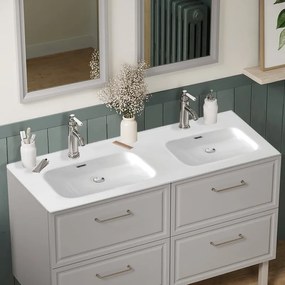 Lavabo a incasso rettangolare L 121 x H 17.5 x P 47 cm in ceramica bianco lucido