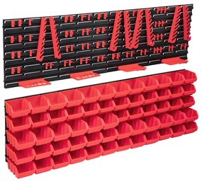 Kit Contenitori 136 Pz Con Pannelli A Parete Rosso E Nero /