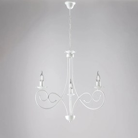 Lampadario Provenzale Candelabro Alma 3 Luci Ferro Battuto Bianco Shabby