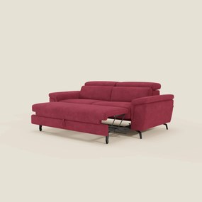 Estro Divano 3 posti con pouf estraibile - poggiatesta reclinabili in tessuto impermeabile T14 rosso