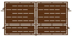 Cancello con serratura manuale Privacy in ferro, apertura centrale, L 358.5 x H 180 cm, di colore ruggine