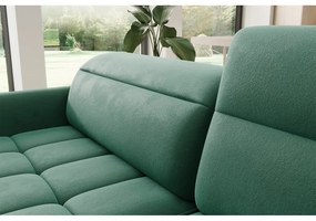 Divano angolare verde allungabile/con contenitore (con penisola a destra/a L) e rivestimento in velluto Barea – ELTAP