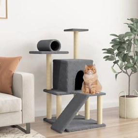 Albero Per Gatti Con Tiragraffi İn Sisal Grigio Scuro 110,5 Cm /