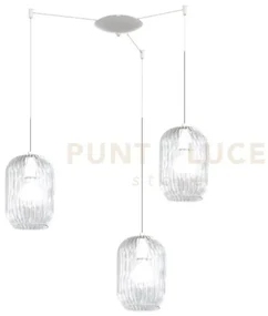 Sospensione bianco 3 luci spostabile vetri trasparente 1181bi-s3 s-tr