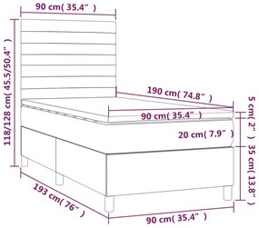 Letto a Molle con Materasso e LED Verde Scuro 90x190 cm Velluto