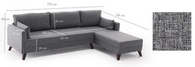 Divano angolare a L KORFU grigio destro