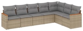 Set divani da giardino 7 pz con cuscini beige in polyrattan