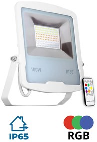 Faro proiettore LED RGB 100W IP65 con Telecomando - Bianco Colore RGB