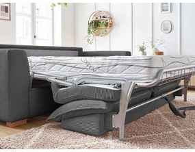 Divano grigio allungabile con rivestimento in velluto a coste 225 cm Augustin – Bobochic Paris