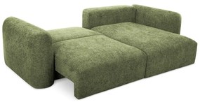 Divano angolare verde allungabile/con contenitore (con penisola a destra/con chaise lounge) con rivestimento in ciniglia Mele – Makamii