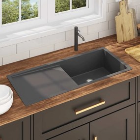 Lavello Da Cucina Lavorato A Mano Nero İn Acciaio Inox /