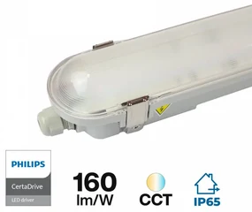 Plafoniera LED Stagna 150cm 55W, CCT, 8.800lm (160lm/W) - PHILIPS CERTA Drive Colore Bianco Variabile CCT