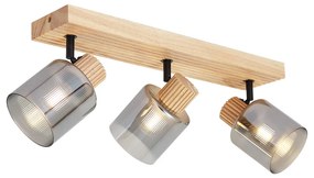 Faretto Smart in legno con vetro fumé 3 luci orientabile e inclinabile incl. WiFi G45 - Gracy