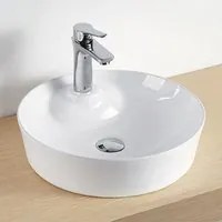 Lavabo da appoggio ceramica bianco tondo lavandino lavello arredo 43x43x12 cm